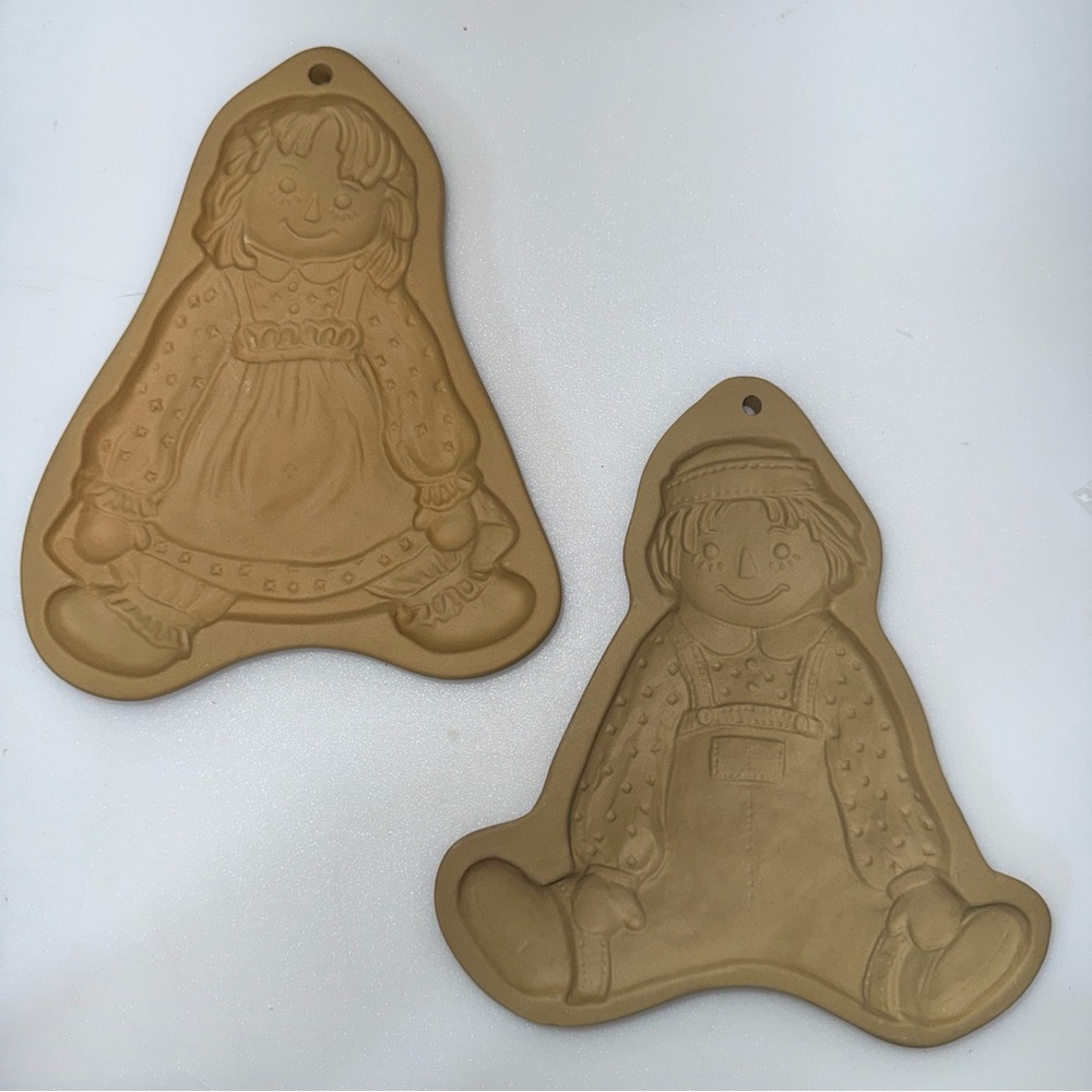 Brown Bag Cookie Art 1980s Lot of 2 Cookie Molds Raggedy Ann & Andy Cottagecore